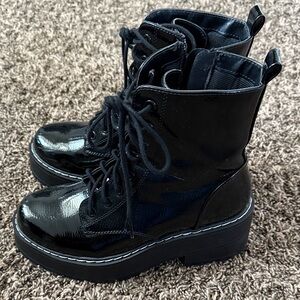 Black Lace-Up Ankle Boots